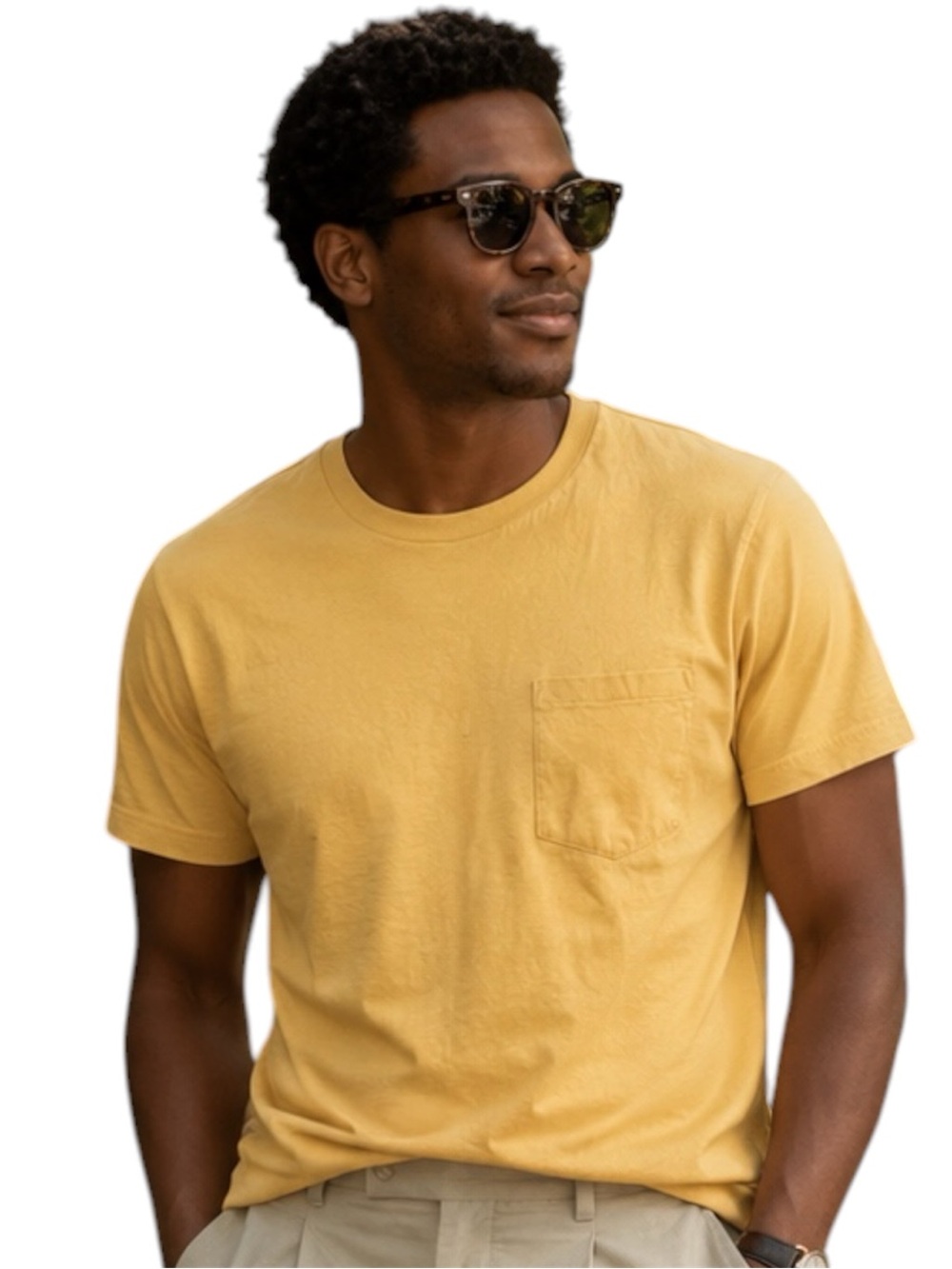 J. Crew Slim Washed Short-Sleeve T-Shirt Yellow Men's L Cotton Casual Basics